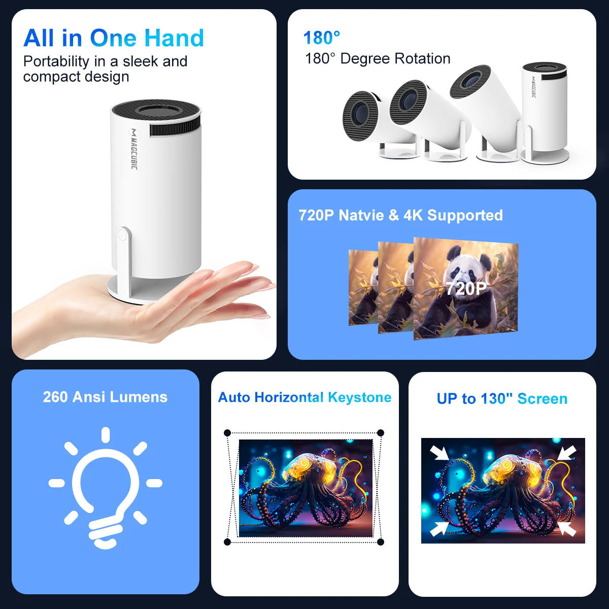 Mini Portable 4K Projector HY300